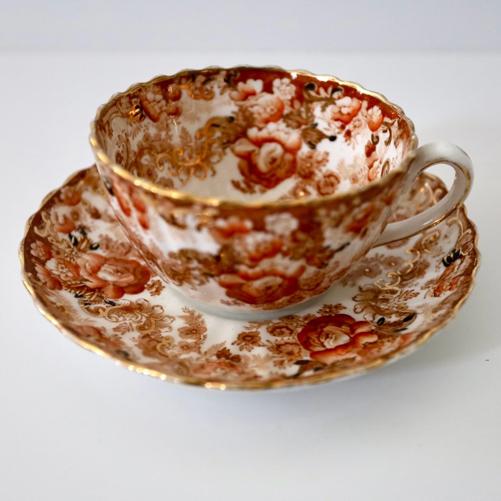 Antique‎ Victorian Radfords Fenton Bone China Tea Cup & Saucer, Victorian Rust